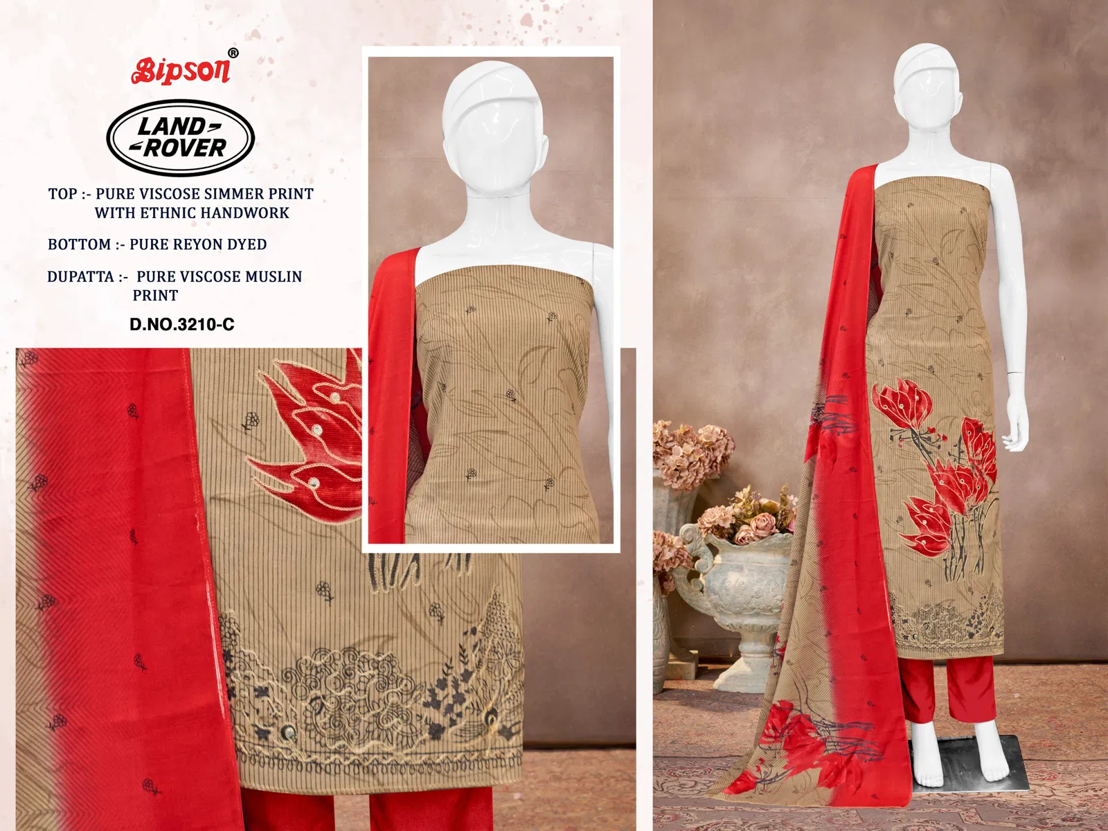 Land Rover 3210 By Bipson Viscose Printed Dress Material Orders In India
